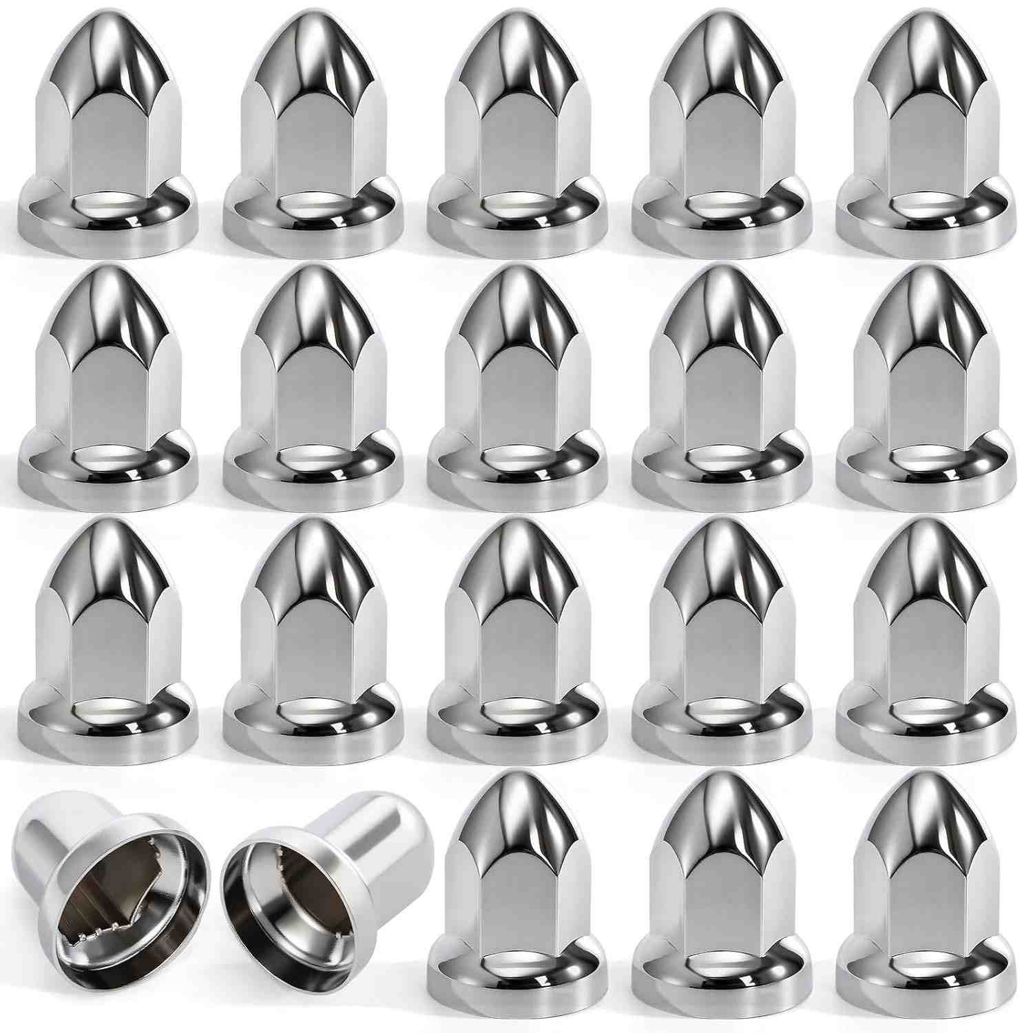 Lawei 20 Tampas de Porca Cromada 33mm para Caminhões e Reboques - Proteção e Estilo Antiferrugem