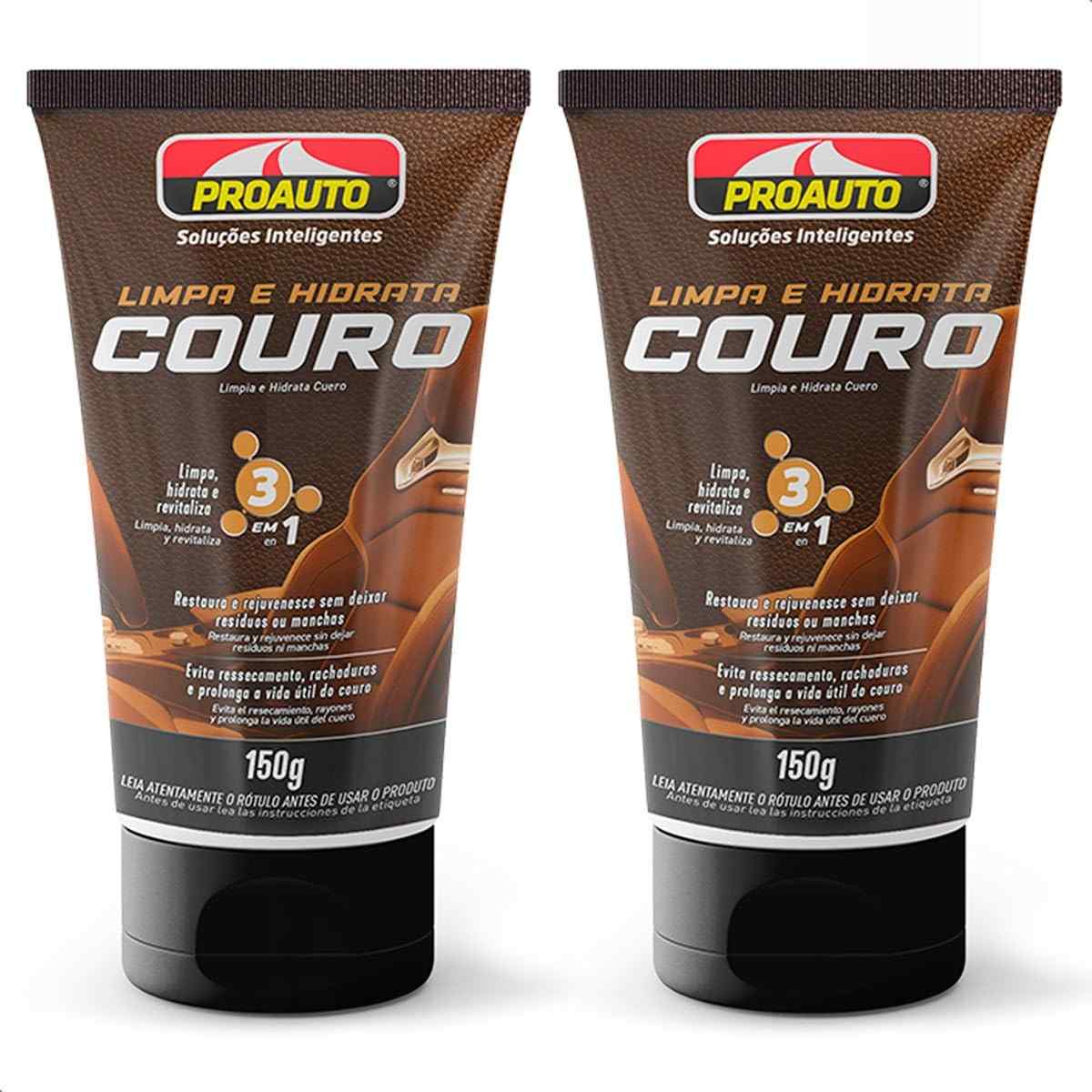 KIT 2 Limpa Couro Automotivo Pro Auto: Hidratação e Revitalização Profissional 150g