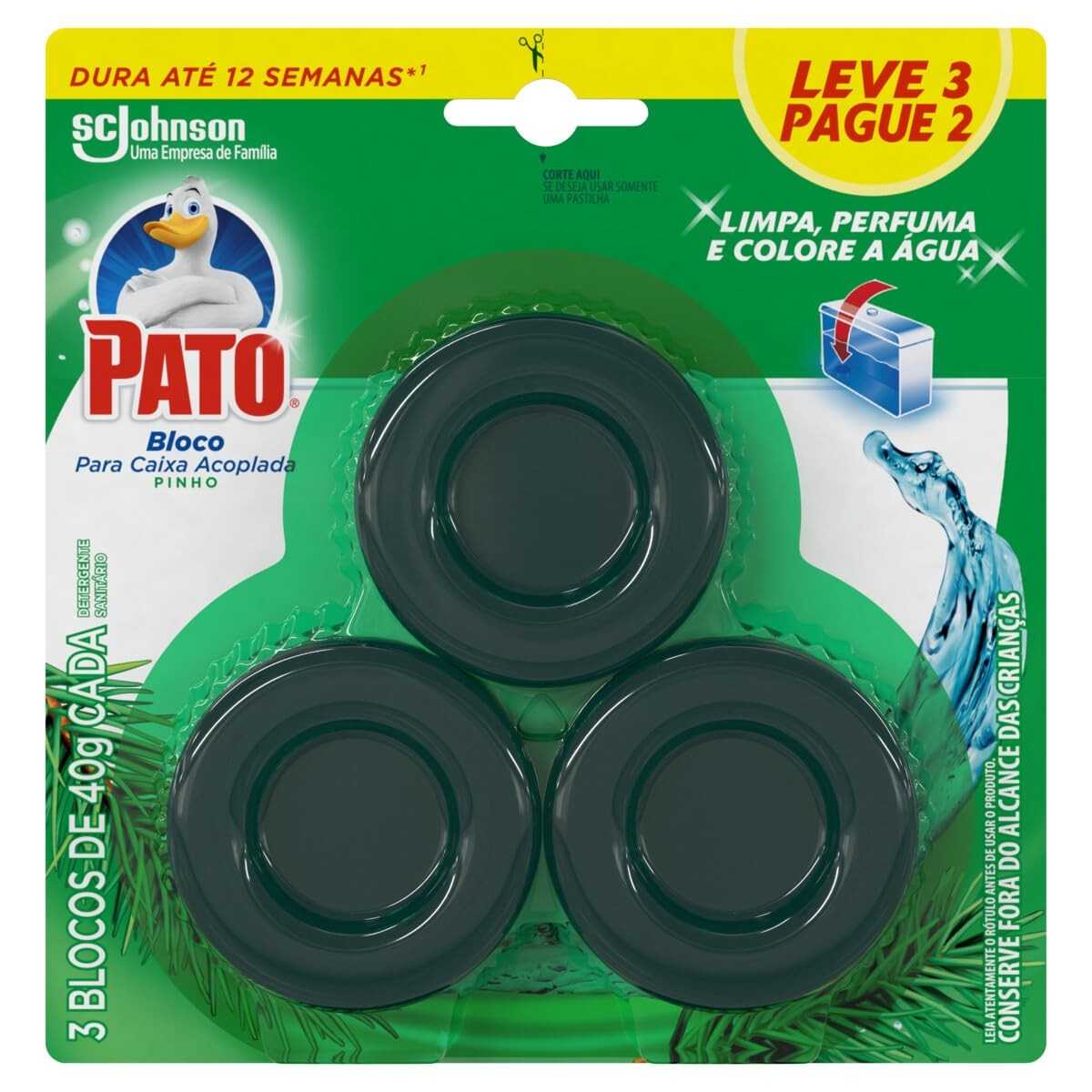 Pato Desodorizador Sanitário Caixa Acoplada Pinho - 40g | Limpeza e Fragrância Duradoura para Banheiro