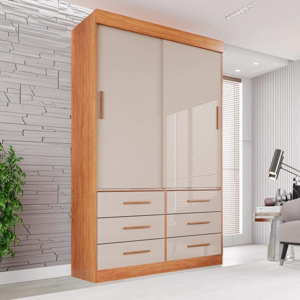 Guarda-Roupa Solteiro 2 Portas e 6 Gavetas Luana Sallêto Móveis – Organização e Estilo no Quarto