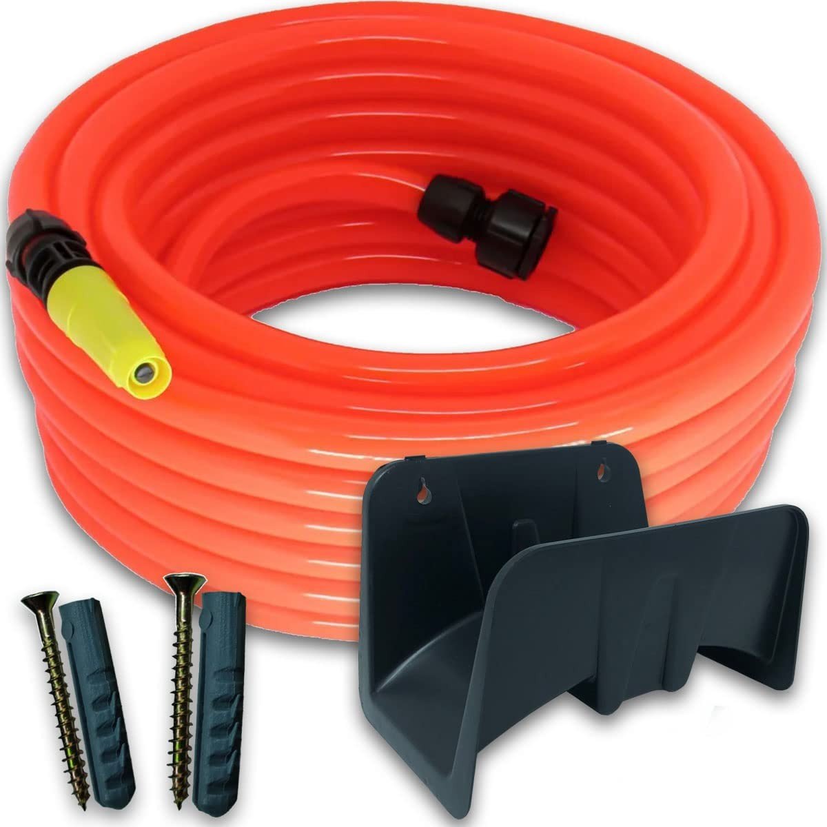 Kit Mangueira de Jardim Siliconada 30m com Suporte e Esguicho - Sistema Anti-Torção