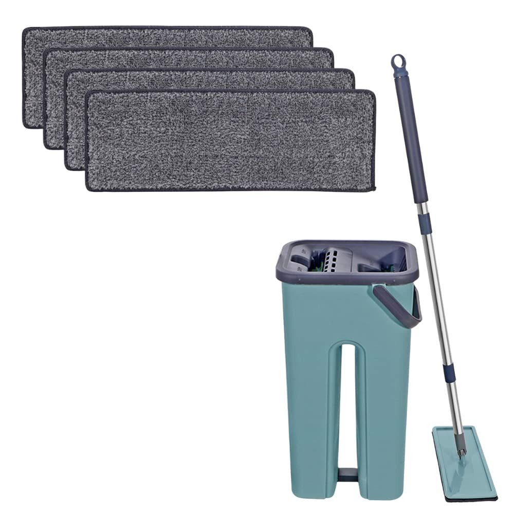 Mop Flat Limpa e Esteriliza 360° com 4 Refis de Microfibra - Sistema Lava, Seca e Desinfeta