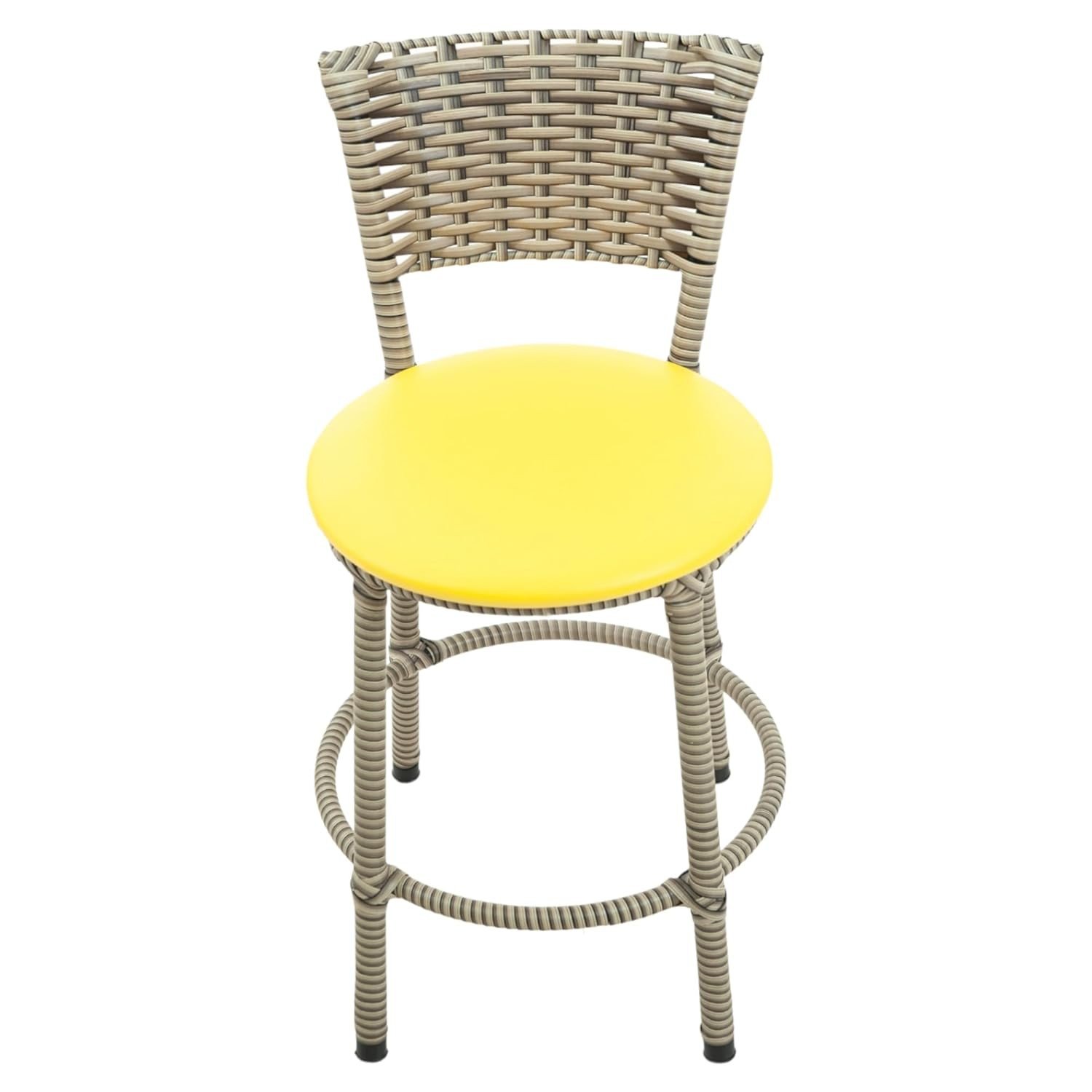 Banqueta Baixa Encapada Amarela - Ideal para Cozinha e Área Gourmet Moderna