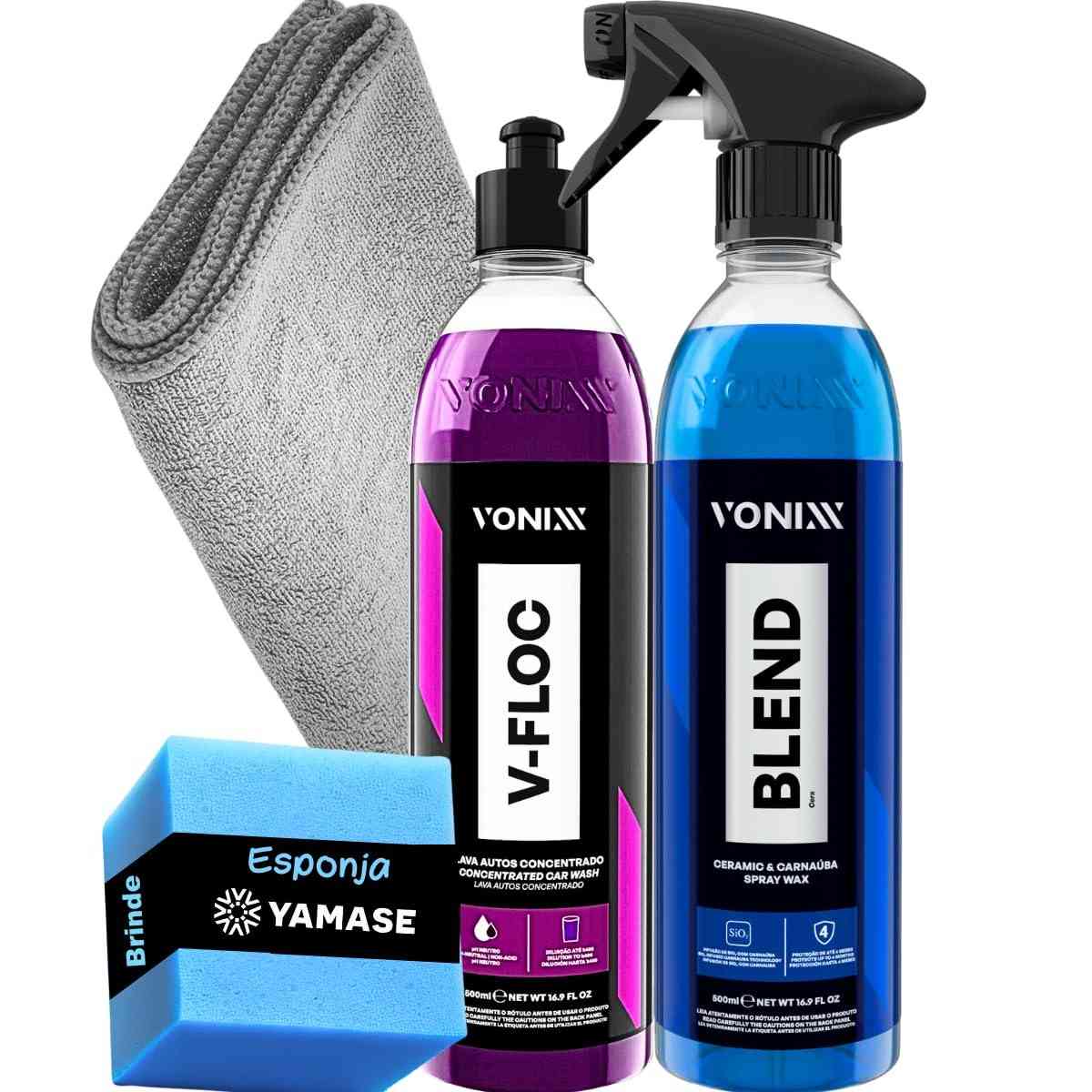 Kit Cera Vitrificadora Blend Spray Vonixx + Shampoo Neutro V-Floc: Brilho e Proteção Profissional