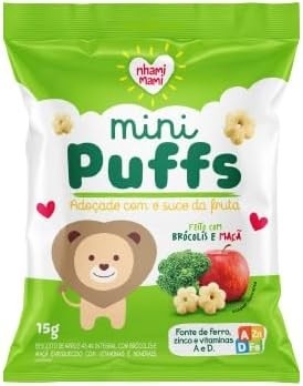Kit 2X: Snack Infantil Puffs Brócolis e Maçã Nhami Mami 15g