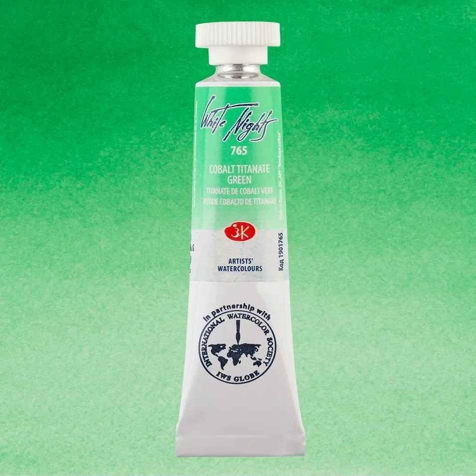 Aquarela White Nights 765 Cobalt Titanate Green - Pigmento Granulado 10ml para Artesanato e Pintura