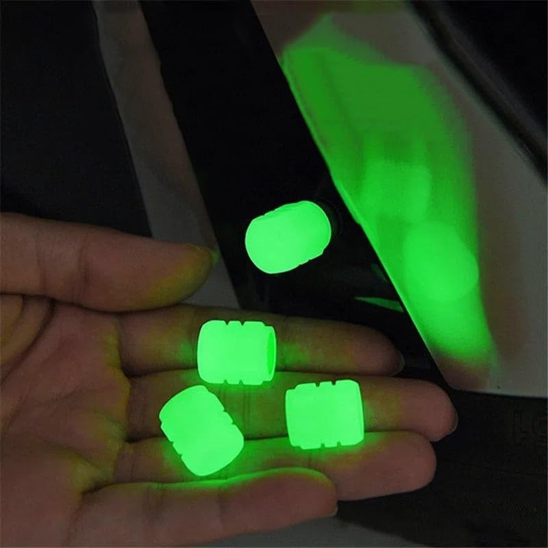 Kit 2 Tampas Bico Pneu Luminosas - Brilho Noturno para Carro, Moto e Bike (Vermelho/Verde)