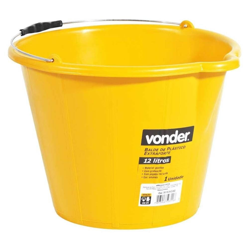 Balde Extraforte 12L Amarelo - Resistente e Versátil para Obras e Casa
