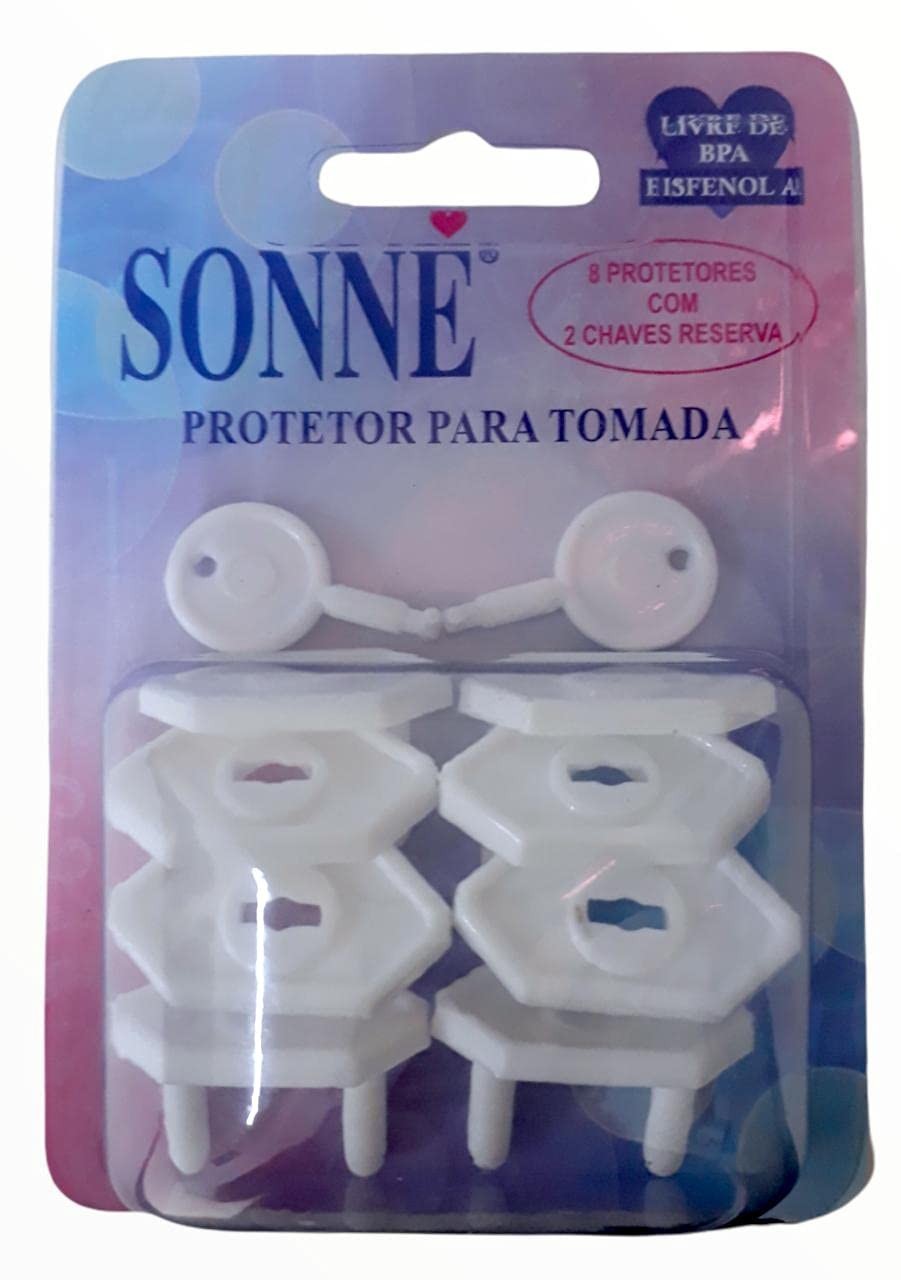 Sonne Protetor de Tomada: Segurança Total para Crianças + 8 Protetores e 2 Chaves Reserva