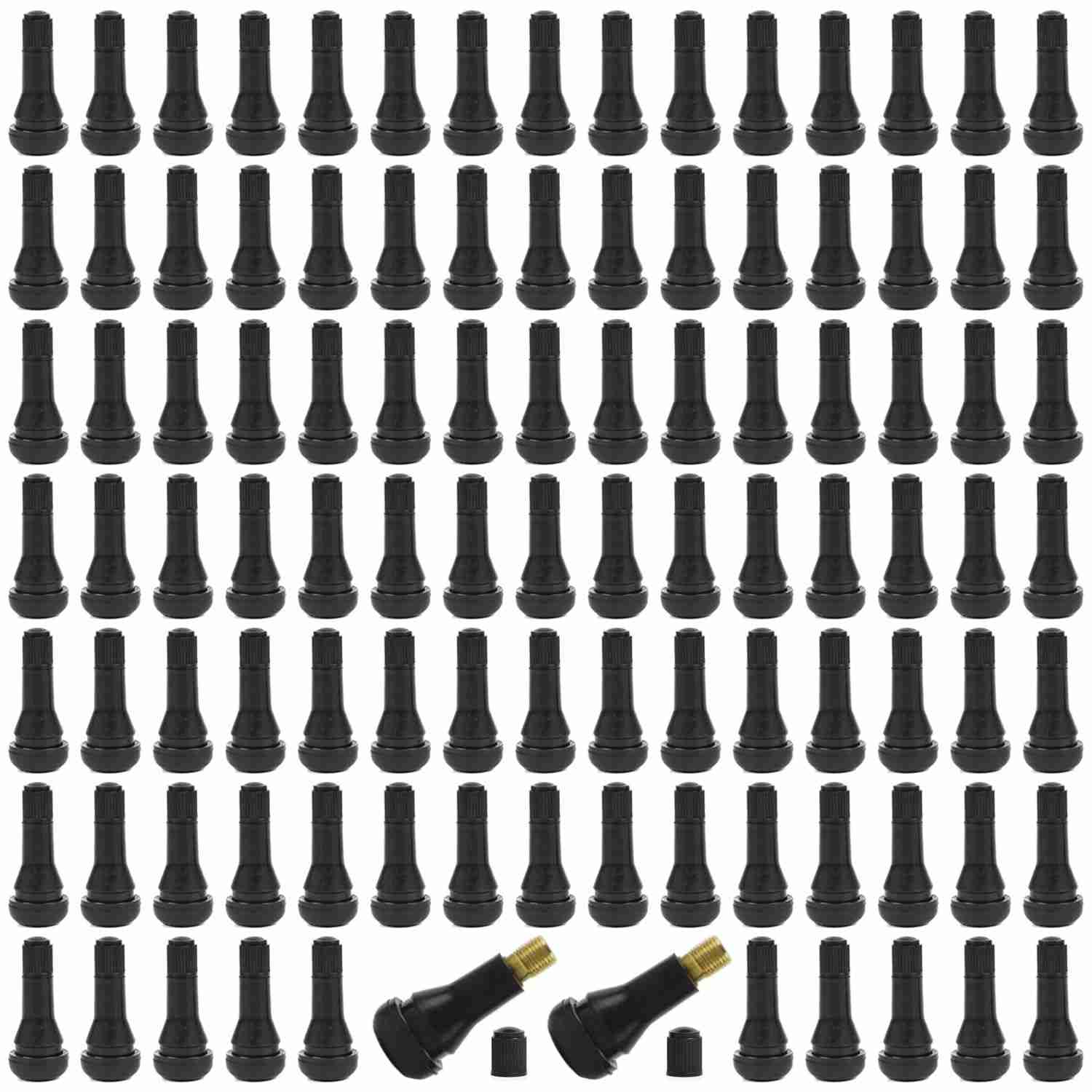 100 Peças Válvulas Pneu TR413/TR414 - Borracha Durável para Carros e Motos