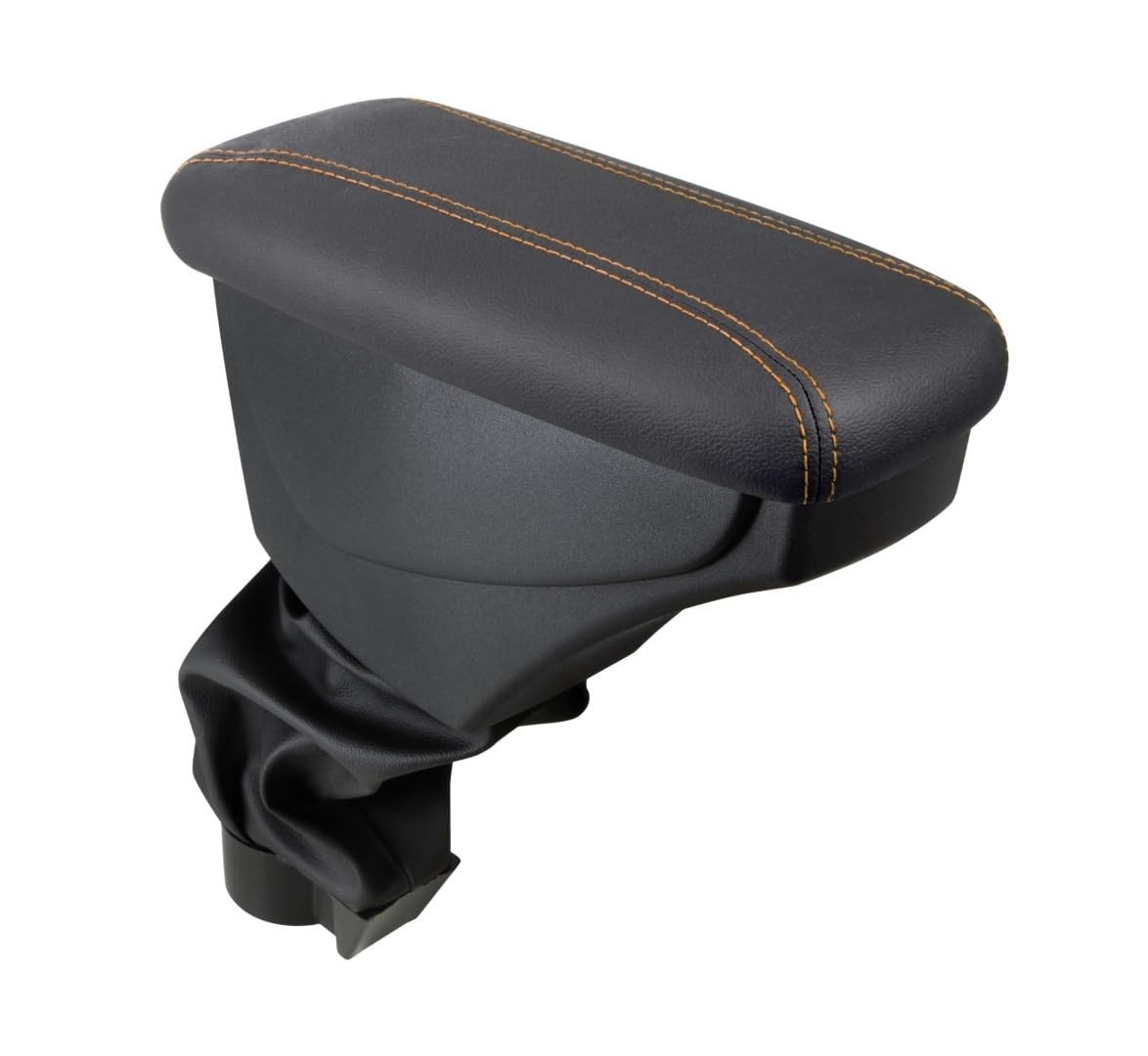 Apoio de Braço Premium Courvin Grafite com Costura Laranja para Fiat Argo, Cronos e Strada