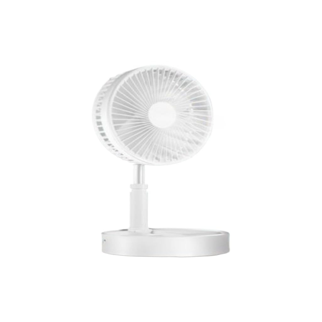 Ventilador Portátil Dobrável 4 Velocidades Recarregável USB - Mesa e Coluna Silencioso Branco