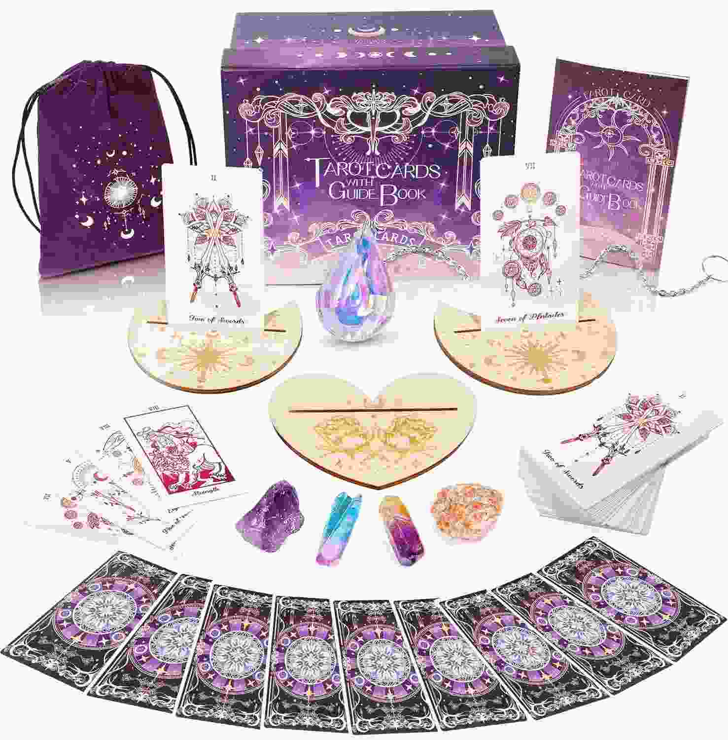 Tarot Romântico Galáctico com Guia - 78 Cartas + Acessórios Premium para Iniciantes e Amantes de Tarot