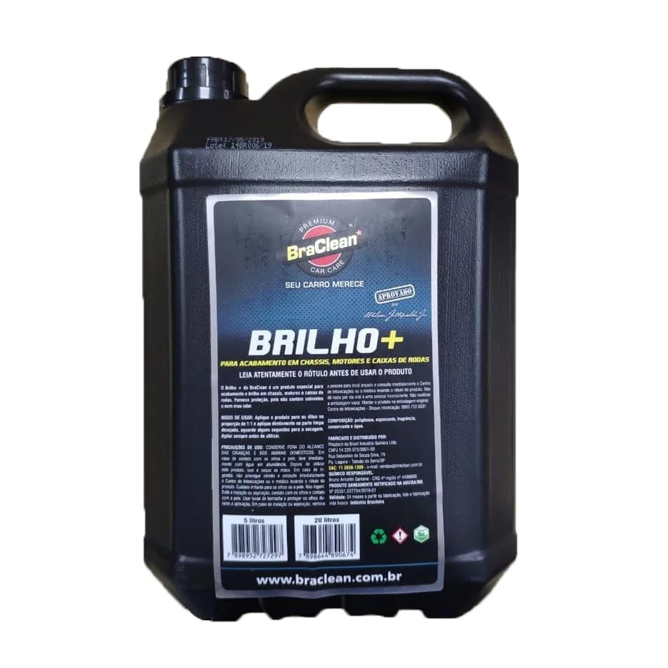 Brilho+ BraClean - Acabamento Automotivo Premium para Chassis, Motores e Caixas de Rodas 5L