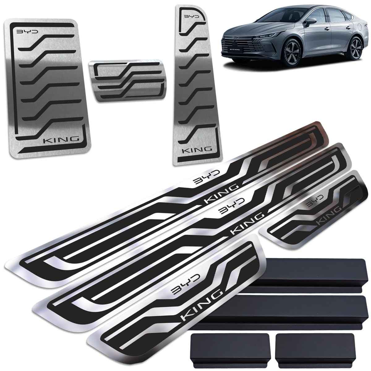 Soleiras e Pedaleiras Inox BYD King 2025+ com Vinil Preto: Proteção e Estilo Premium