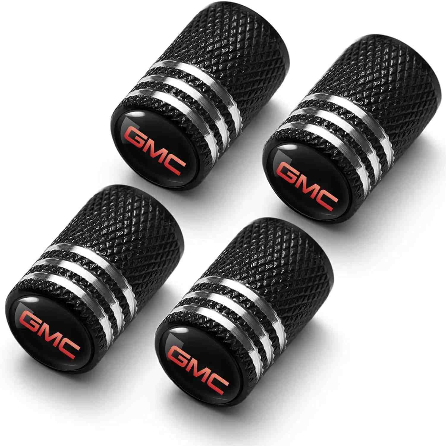 Tampas de Válvula de Pneu Premium para GMC - Proteção e Estilo em Metal Preto (4 Peças)