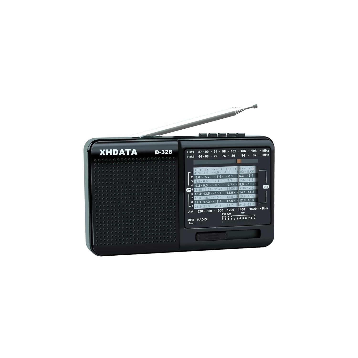 Rádio Portátil XHDATA D-328: Seu Companheiro de Onda Curta, FM/AM e MP3 com Bateria Recarregável