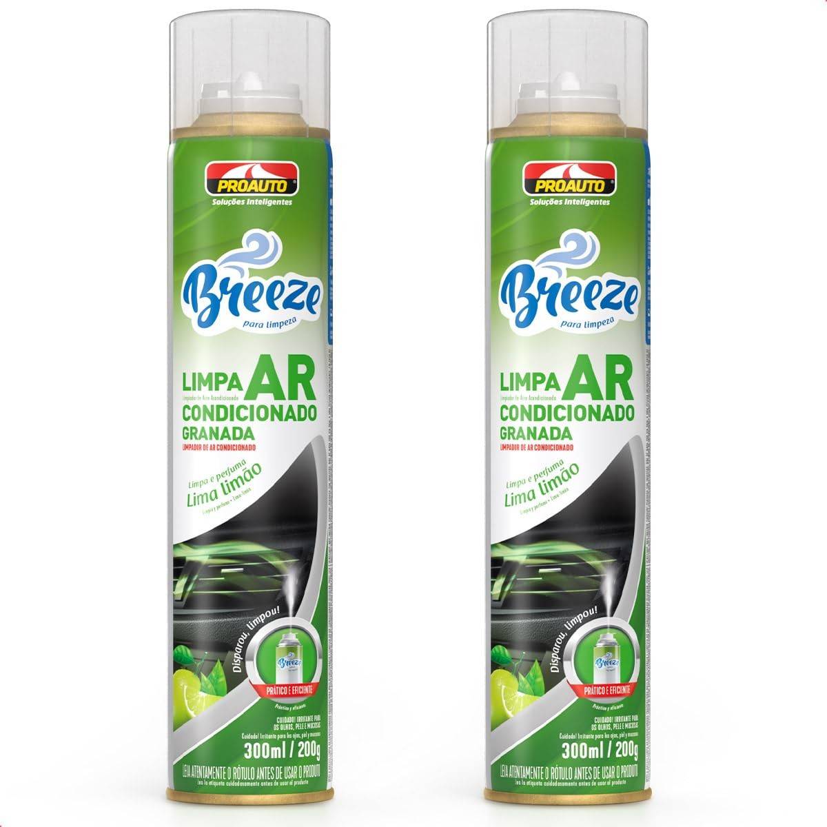 KIT 2 Limpa Ar Condicionado Carro Breeze Lima Limão Pro Auto 300ml - Refrescância e Higiene Profunda