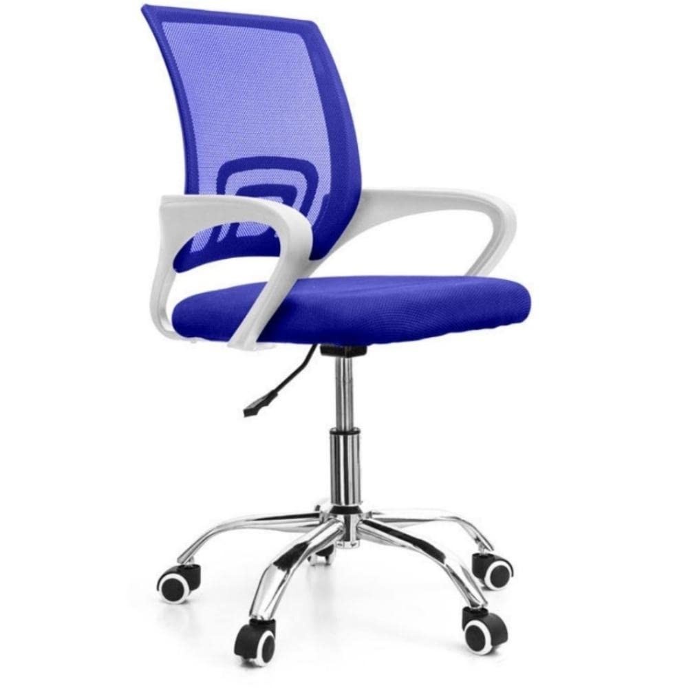 Cadeira de Escritório Secretária com Base Cromada e Rodinhas - Fortt Lisboa Azul CSF02-A