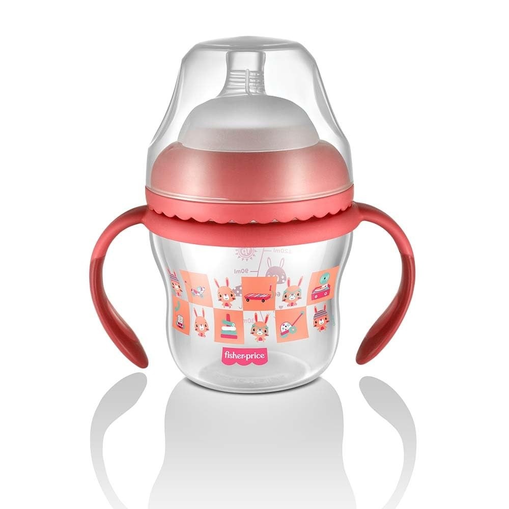 Copo de Transição First Moments Fisher Price Rosa - Bico Extra e Alça Removível 150ml