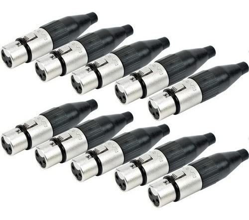 Kit 10 Conectores XLR Fêmea Santo Angelo SA2X: Conexão Profissional e Durável