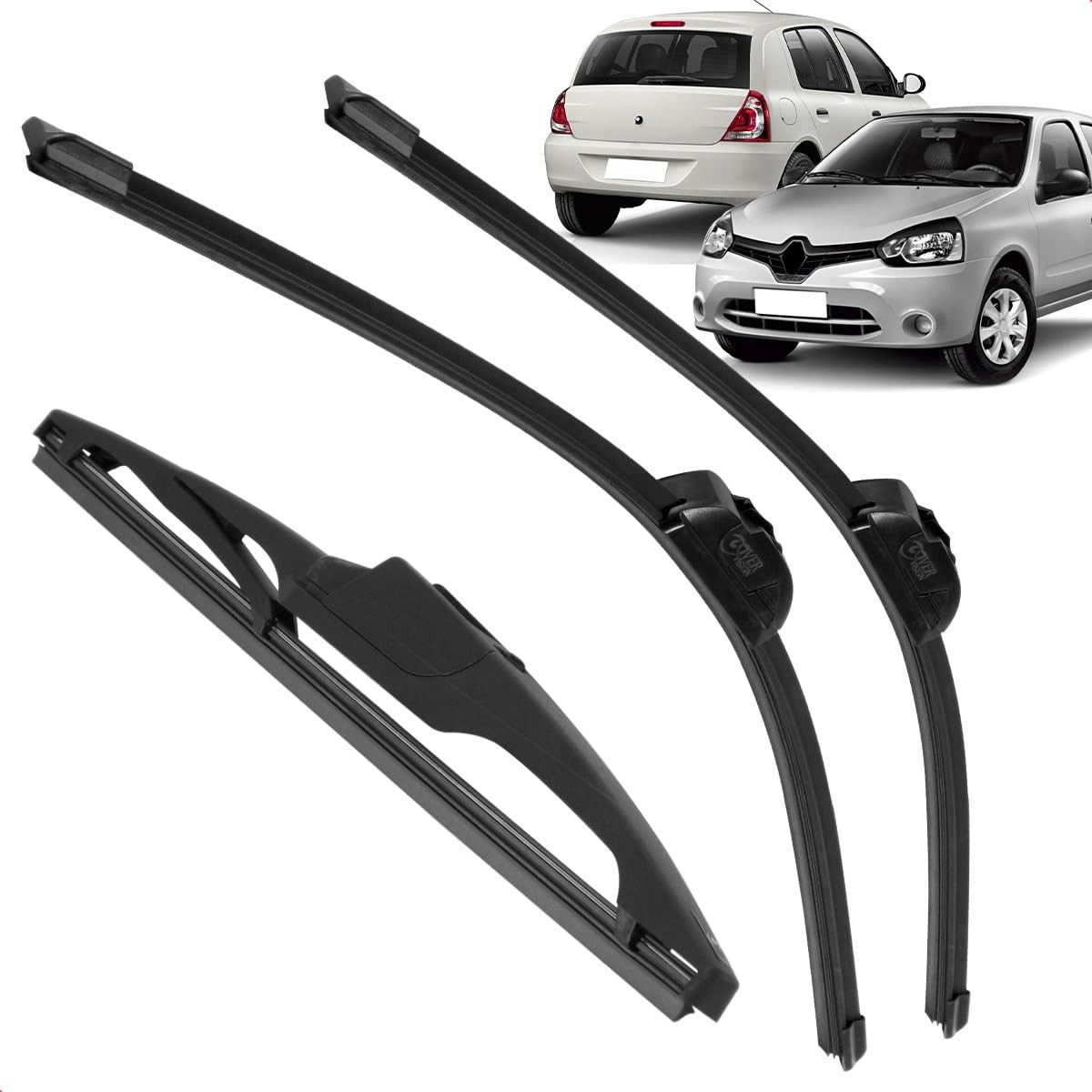 Kit 3 Palhetas Limpador Para-brisa Silicone Renault Clio (1999-2017) - Visão Clara e Segura
