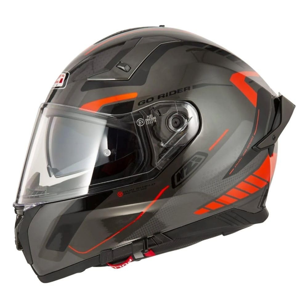 Capacete Nzi Go Rider Motion Cinza/Vermelho/Preto - Segurança e Estilo para Sua Pilotagem