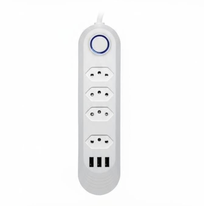 Extensão Inteligente 6 Tomadas + 3 USB: Organize e Carregue Tudo com Segurança!