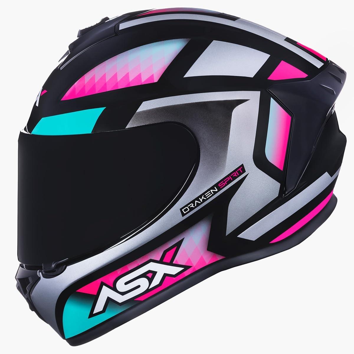 Capacete Feminino Fechado Asx Draken Spirit Prata Rosa: Segurança e Estilo para Sua Moto!