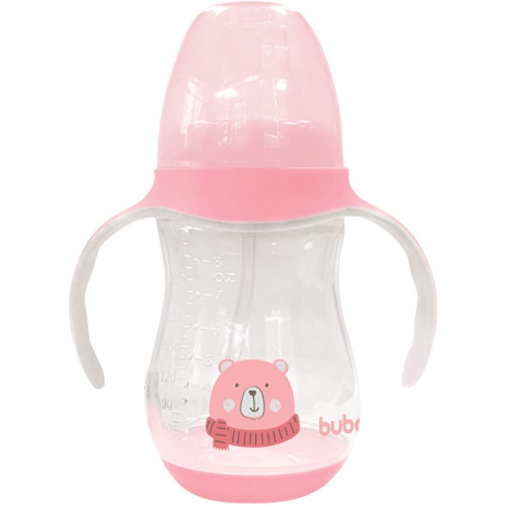 Copo com Alça Ursinho Buba Rosa 250ml - Seguro, Ergonômico e Livre de BPA
