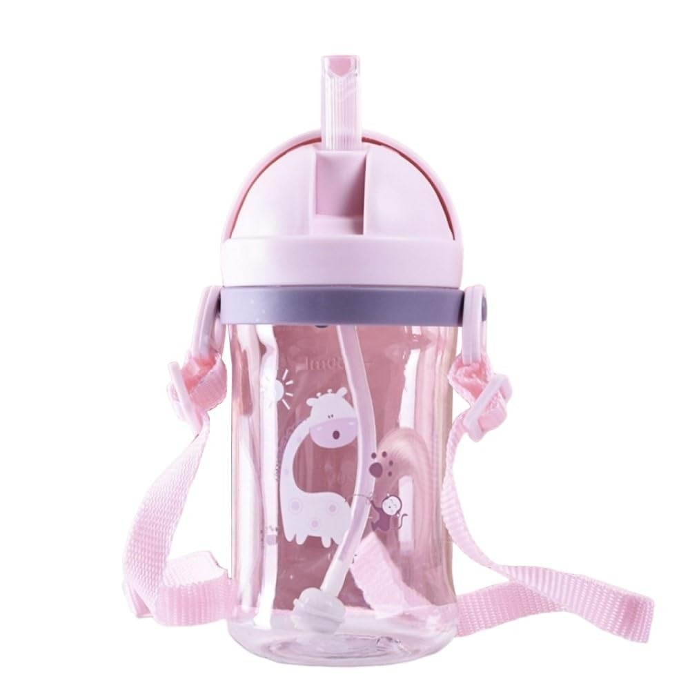 Copinho Infantil com Canudo 350ML Rosa - Treinamento Seguro e Divertido para Bebês