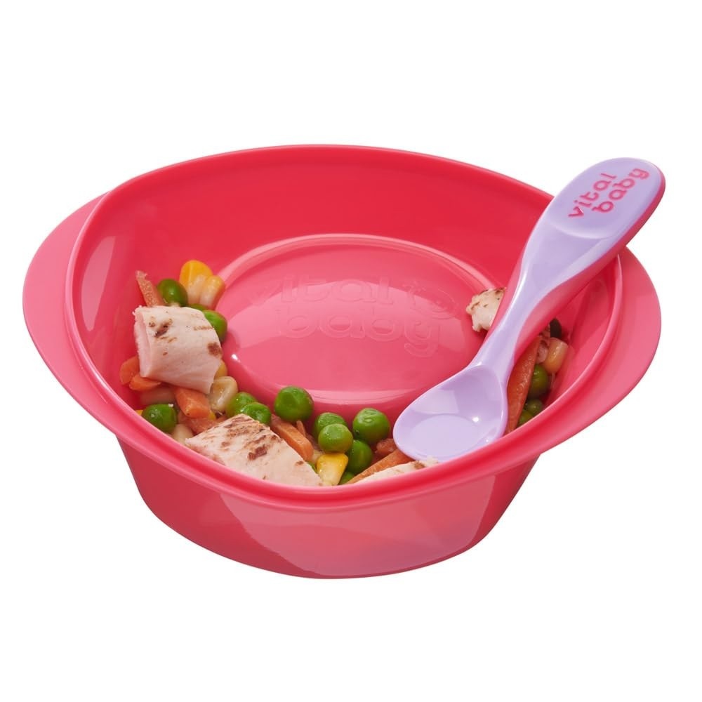 Vital Baby NOURISH Tigela de Sucção com Tampa e Colher - Alimentação Segura e Sem Bagunça
