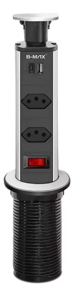 Torre de Tomada Embutir Mesa com 2 USB + USB-C - Elegância e Praticidade para seu Escritório
