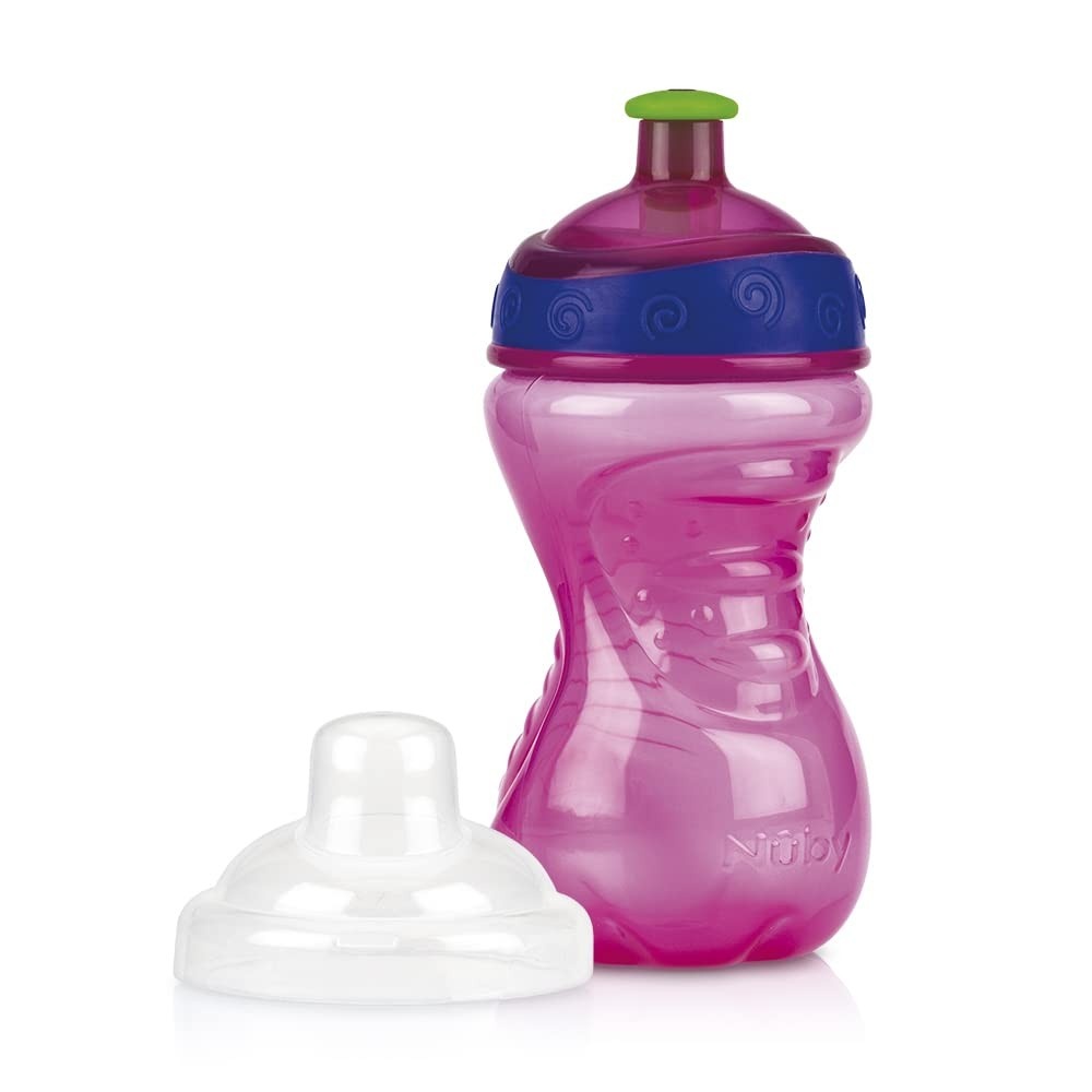 Nûby Copo Squeeze Rosa Pop - 300ml com Bico Rígido e Tampa Protetora