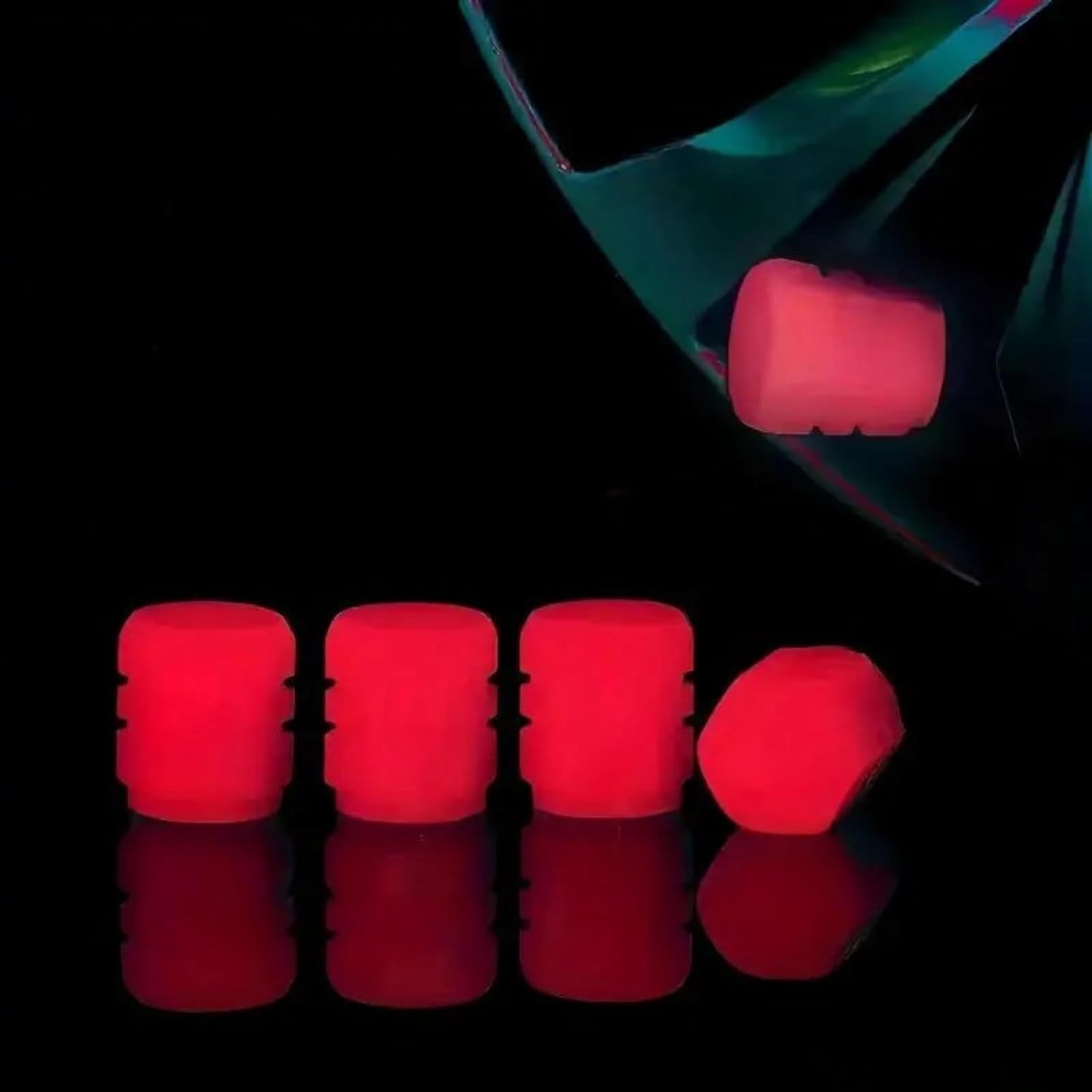 Kit 6 Tampas Válvula Pneu Mini Fluorescente Mix & Match para Moto e Carro - Vermelho