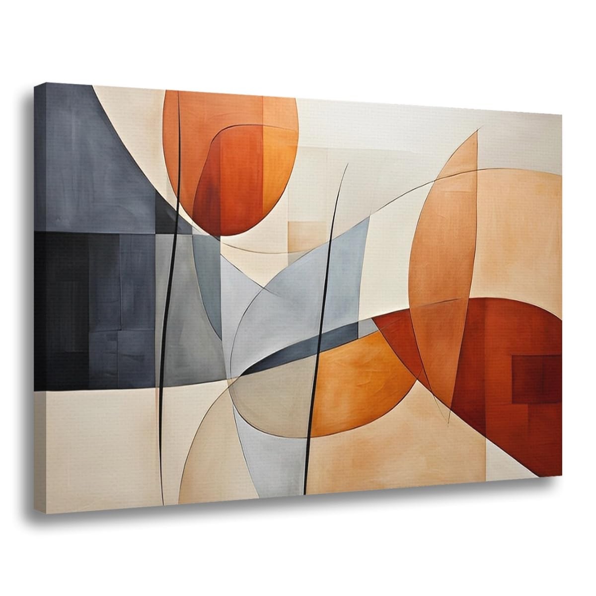 Quadro Abstrato em Tela Canva com Chassi de Madeira Premium - Decoração Moderna para Sala e Escritório