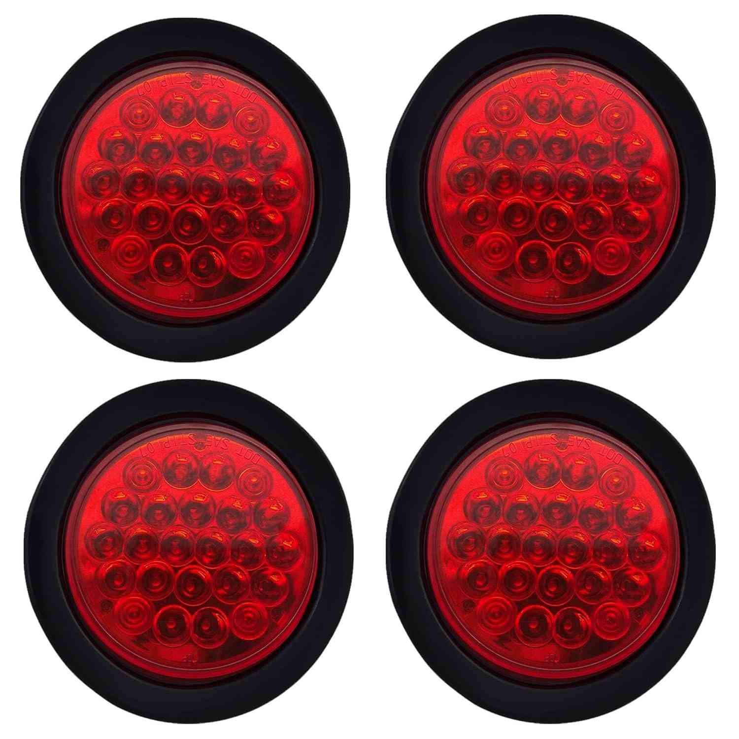 Kit 4 Luzes Traseiras LED Redondas 10cm para Reboque - Super Brilhantes e à Prova d'Água