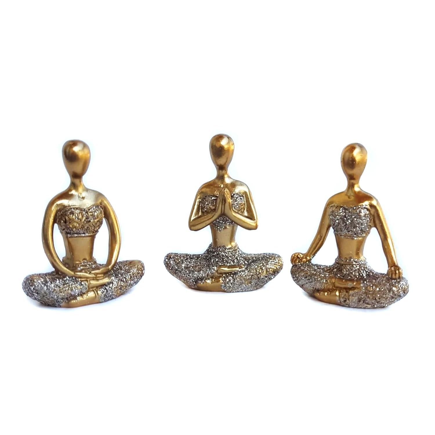 Trio Decorativo Yoga e Meditação em Resina - Estilo Zen para Ambientes Relaxantes