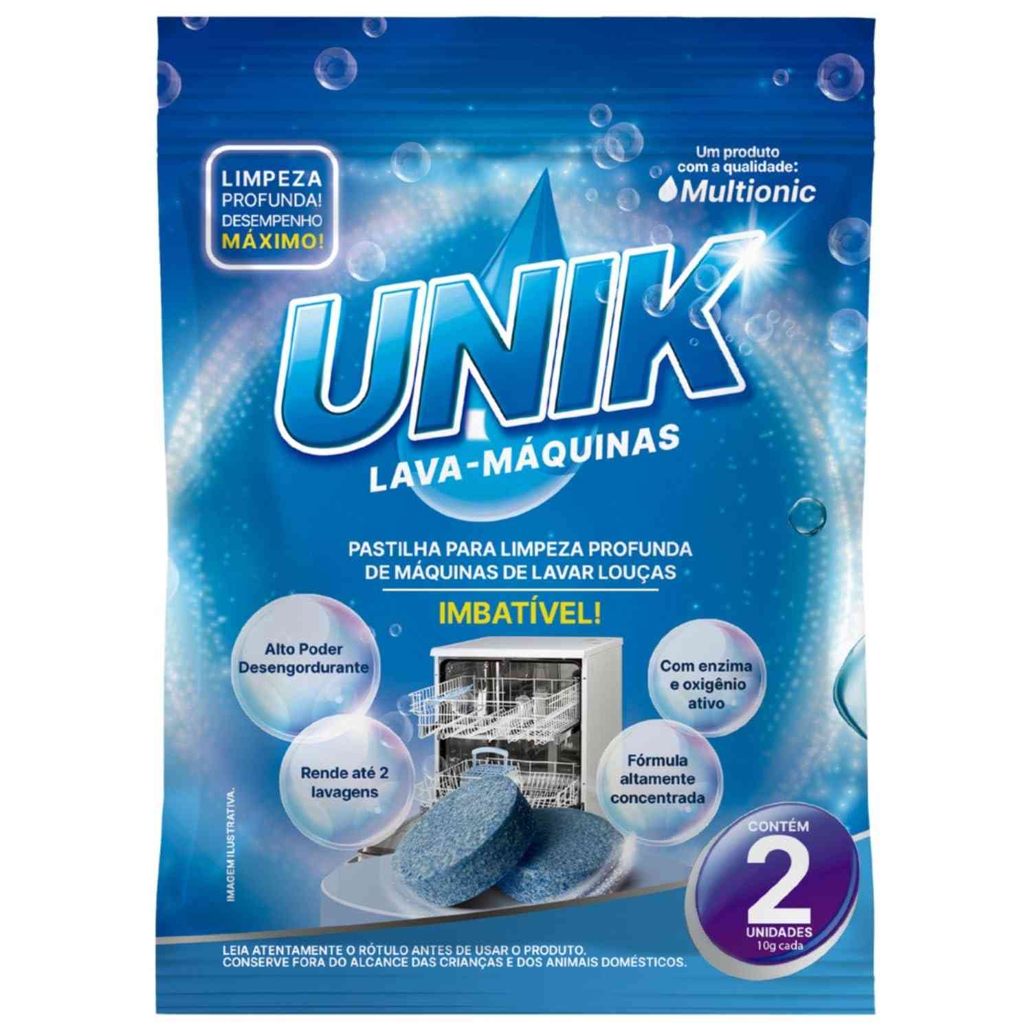 Pastilha para Limpeza de Máquina de Lavar Louça Unik - 2 Unidades | Limpeza Profunda e Prática