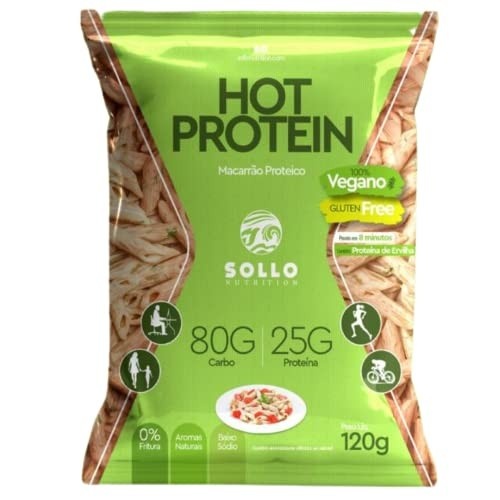 Macarrão Hot Protein Sem Glúten e Vegano120g (com Proteína de Ervilha - 25g de Proteína) - Sabores (Alho Poró)