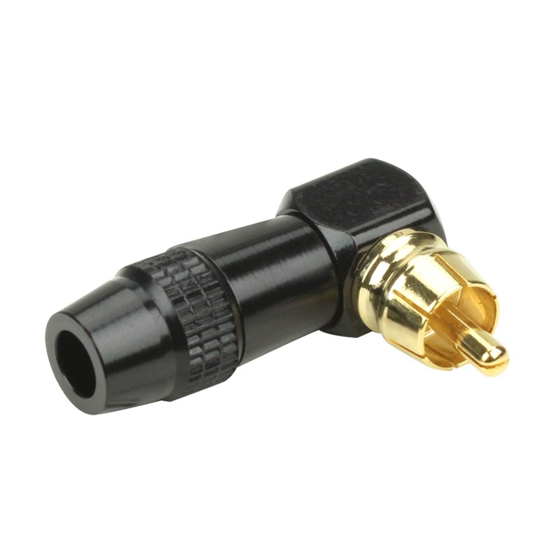 Plug RCA Black Series 90° 4mm Preto - Conexão de Áudio e Vídeo Profissional