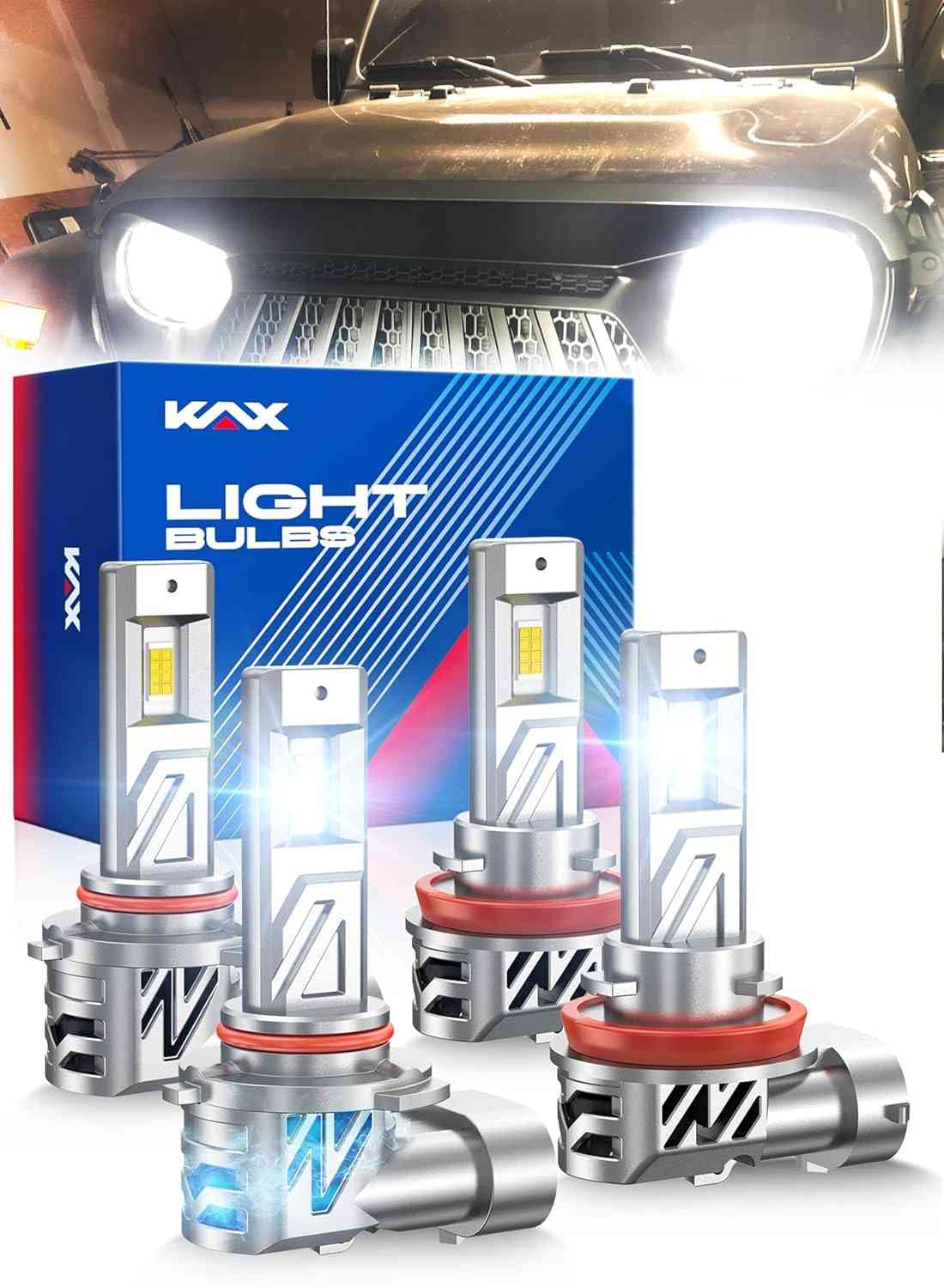 Lâmpadas LED KAX 10X Brightener 9005 H11: Visão Noturna e Clima Adverso Aprimoradas