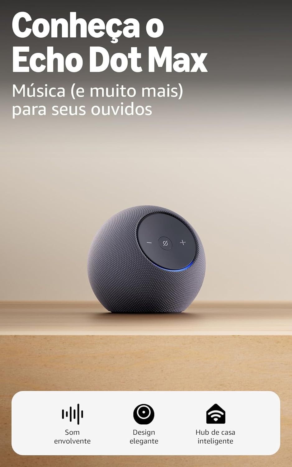 Amazon Echo Dot Max: Smart Speaker com Alexa, Som Envolvente e Hub Inteligente (Grafite)