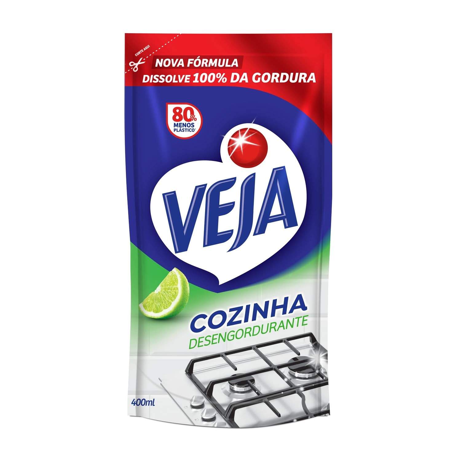 Veja Cozinha Desengordurante Limão Refil 400ml - Limpeza Rápida e Ecológica