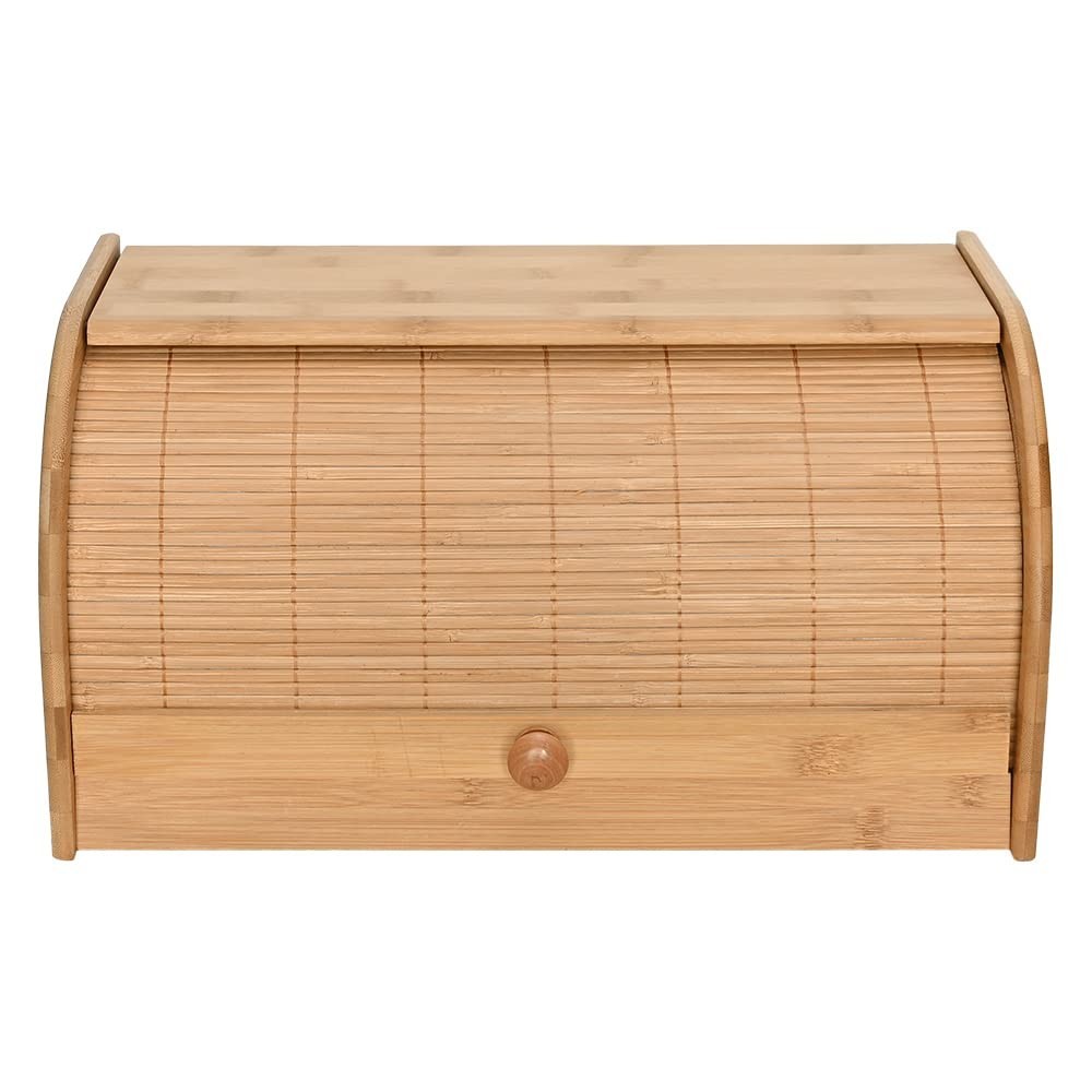 Porta Pães com Tampa Retrátil em Bambu Ecológico - Estilo Mimo Style, Bege