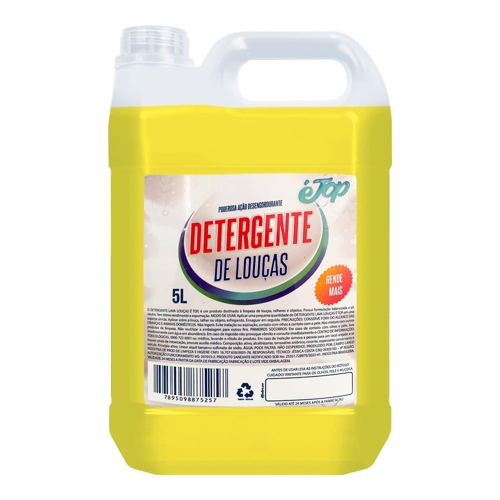 Detergente Líquido Lava Louças Neutro É Top 5L - Galão com Alta Performance e Economia