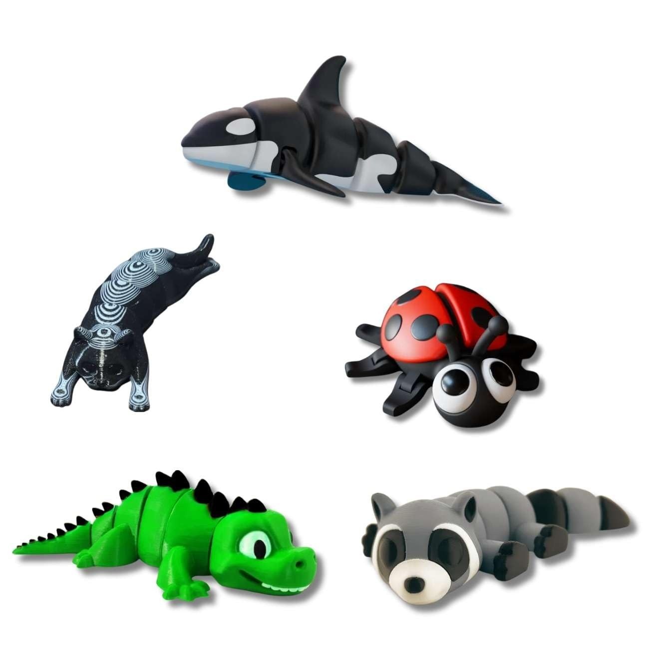 Kit com 5 Criaturas/Animais Articulados - Diversão Educativa e Criativa para Crianças