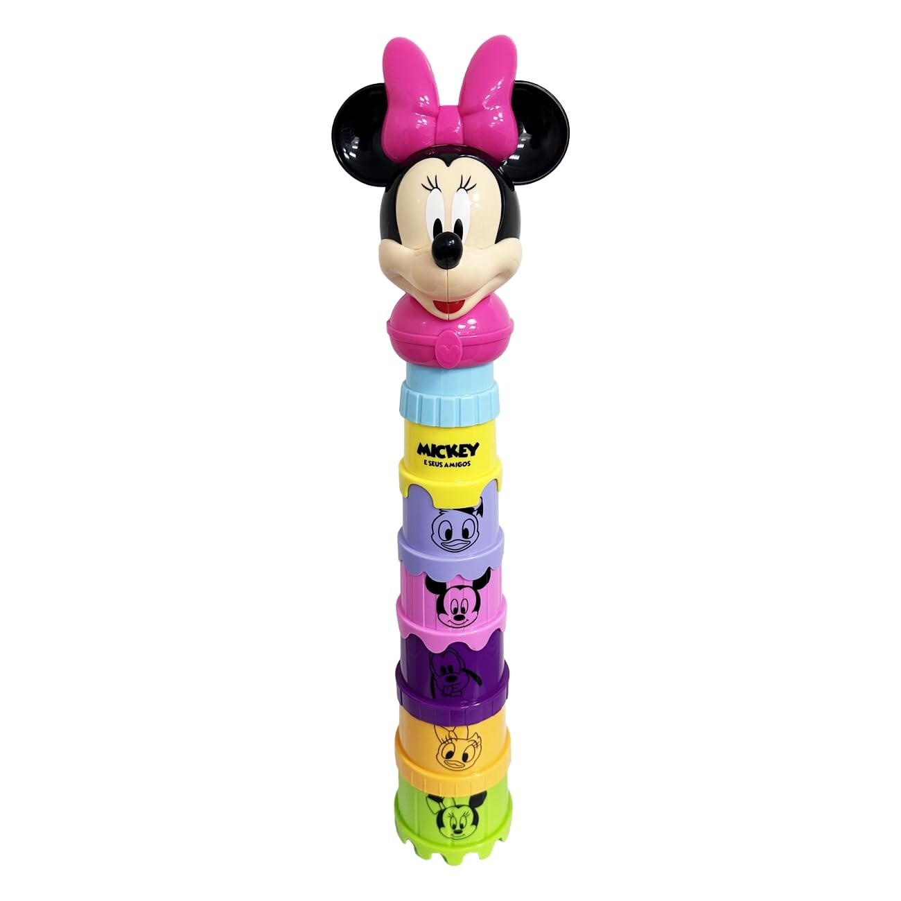 Copos de Empilhar da Minnie - Brinquedo Educativo Disney Baby para Estimular Aprendizado e Imaginação
