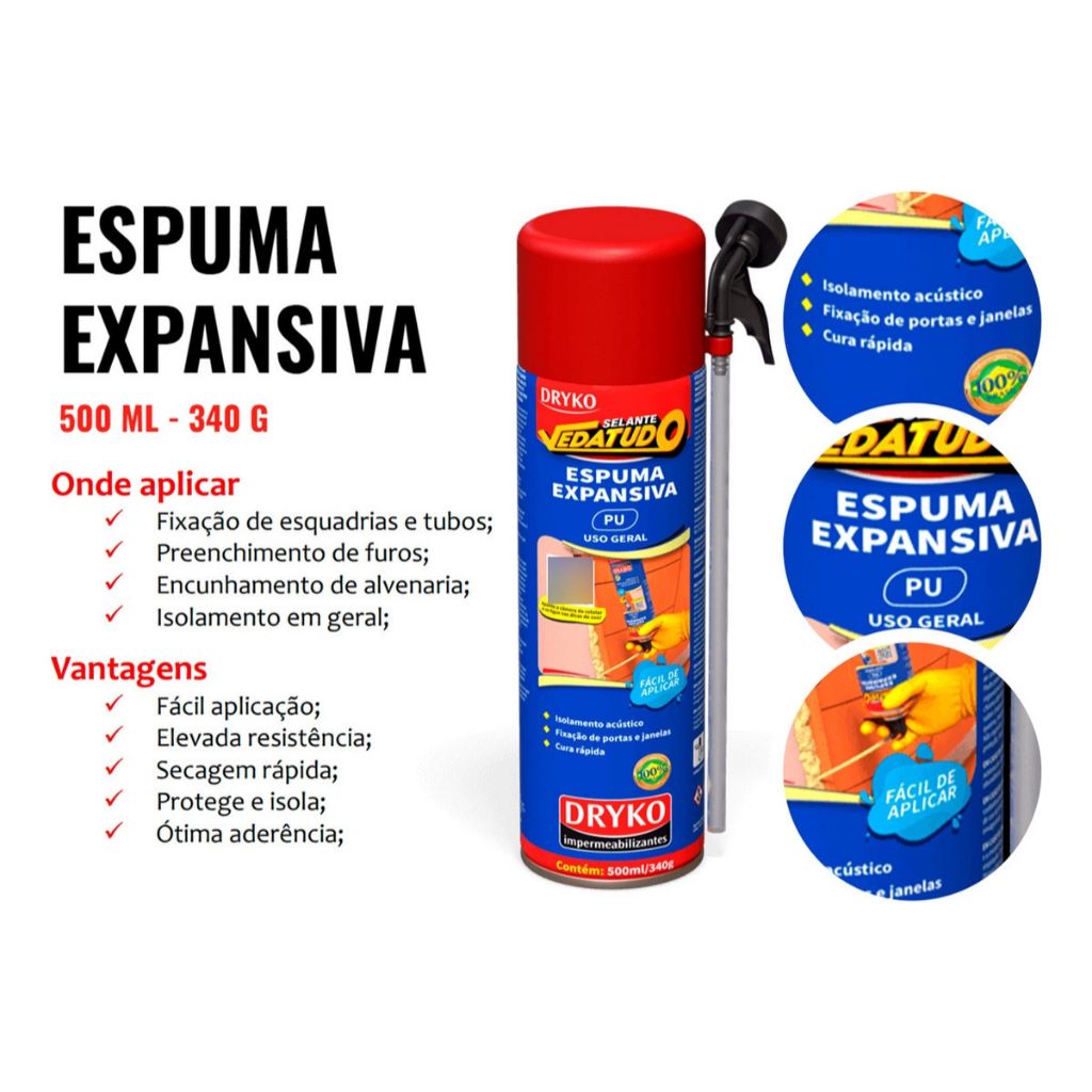 Espuma Expansiva Dryko 500ml: Vedação Rápida e Eficiente