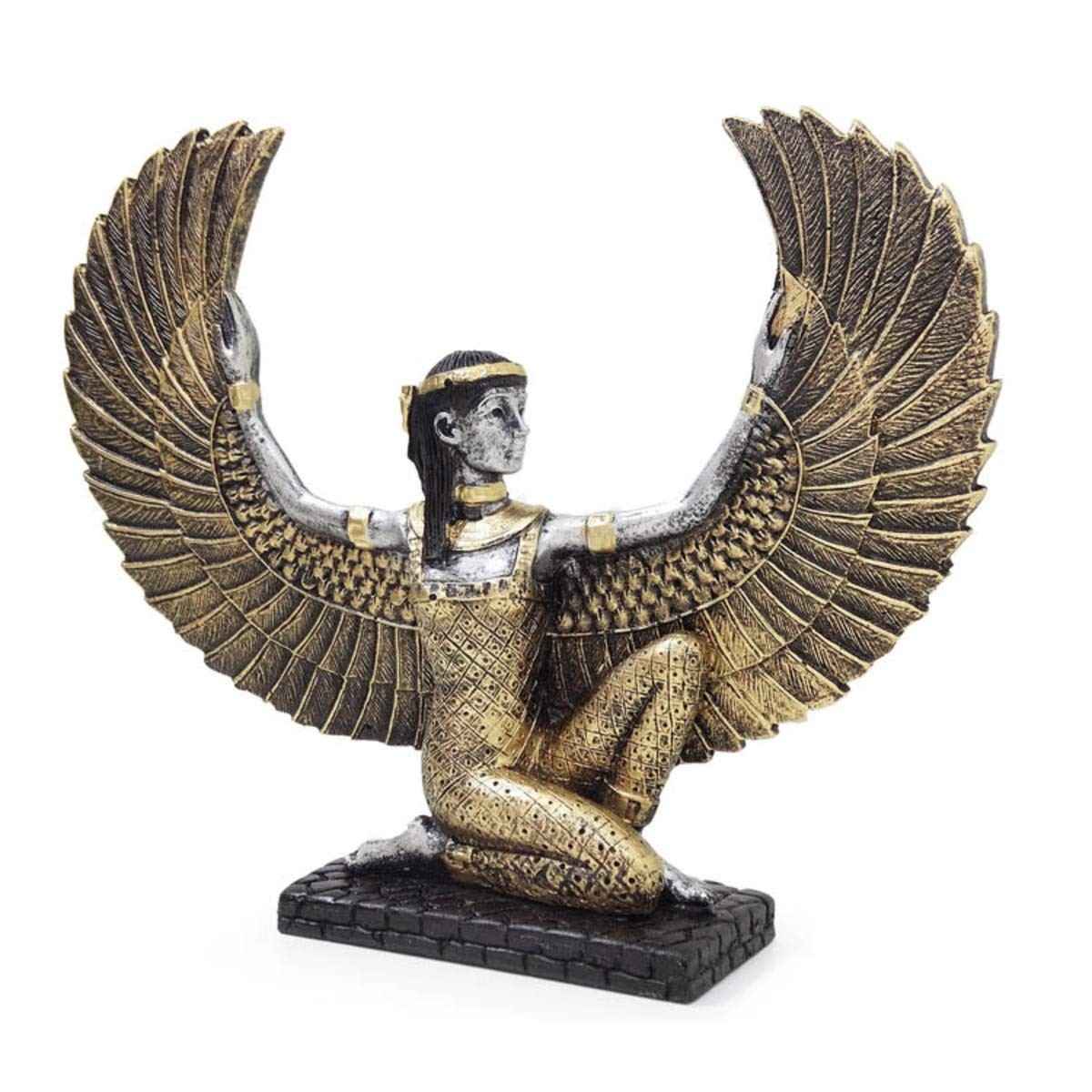Estátua Deusa Ísis em Resina - Decoração Egípcia com Detalhes Manuais